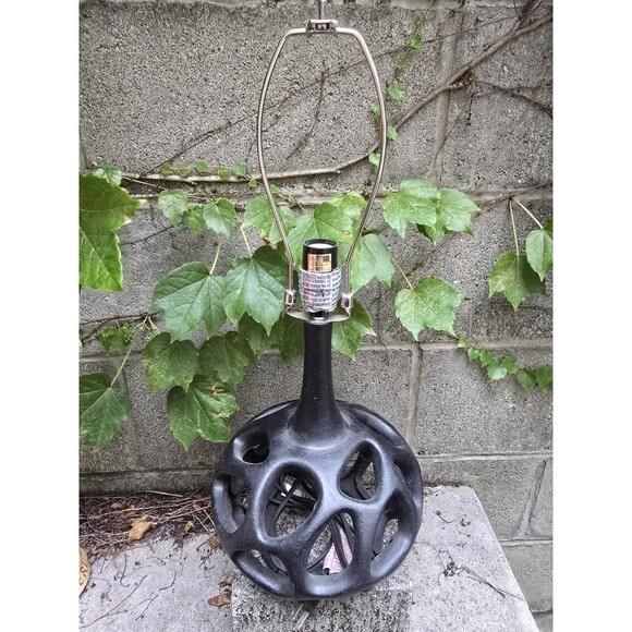 Silverwood Clove Black Geometric Resin Table Lamp 21" Tall 8" Diameter - Picture 3 of 8